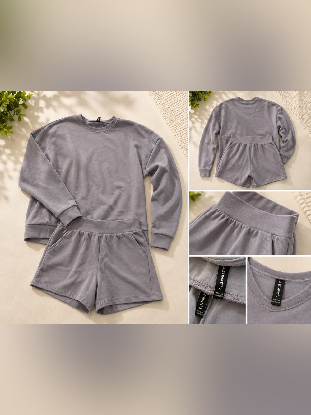 Lazypants Purple Crewneck Sweatshirt & Shorts Lounge Set